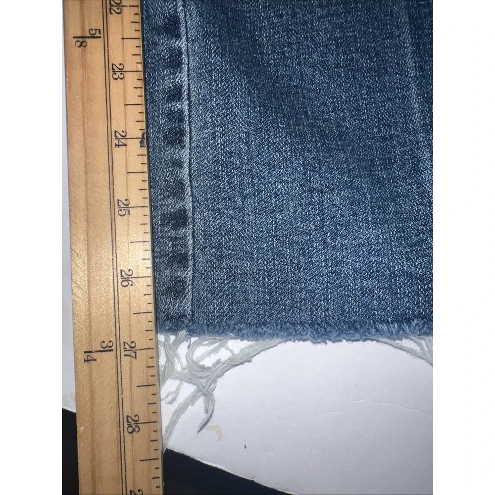 Free People Women's Raw Hem Studded Flare Blue Jeans Size 26